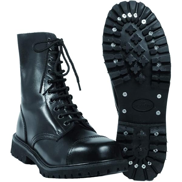 Amazon | New Rock Shoes - Chained Black Leather Low-Cut Boots UK 8