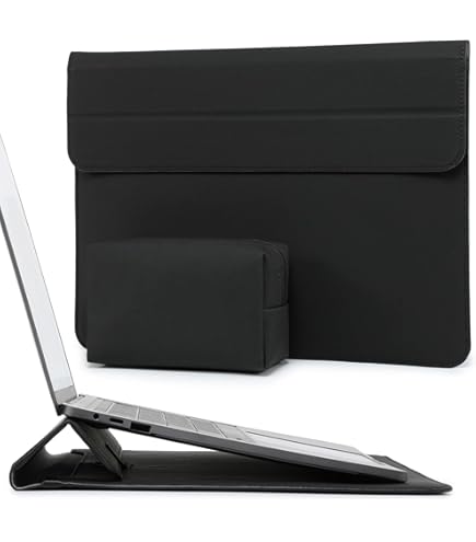 INVZI Custodia per MacBook, in pelle vegana, compatibile con MacBook Pro M3/ M2/M1/Max 2024-2019, design compatto con supporto invisibile (nero