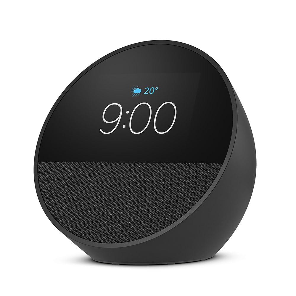 Amazon Echo Spot(2024年発売) - スマートアラームクロック with Alexa、鮮やかなサウンド | ブラ…