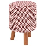 不二貿易 ファブリックスツール ラウンド ハイタイプ 柄 レッド 10939