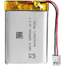 Amazon | ViCep 3.7V リチウムポリマーバッテリー 1100mAh 603449 充電