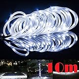JX-SHOPPU LED100個搭載 ソーラーLEDチューブ 夜になると自動点灯ガーデンイルミネーションライト10M (ホワイト)