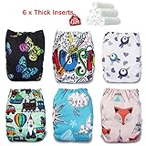 iZiv新生児6厚いおむつ付きオーガニック幼児防水/調整/再利用可能/洗えるポケット布おむつのフィット赤ちゃん0.5-3歳（カラー4）