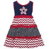 Rare Editionsベビー女の子ネイビーレッドスターPatriotic階層型ミックスプリントドレス カラー: レッド
