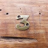 MANJA MTMET-113 真鍮 金具 数字3【金物 数字 ナンバー 英字 アルファベット アンティーク レトロ調 ナチュラル】