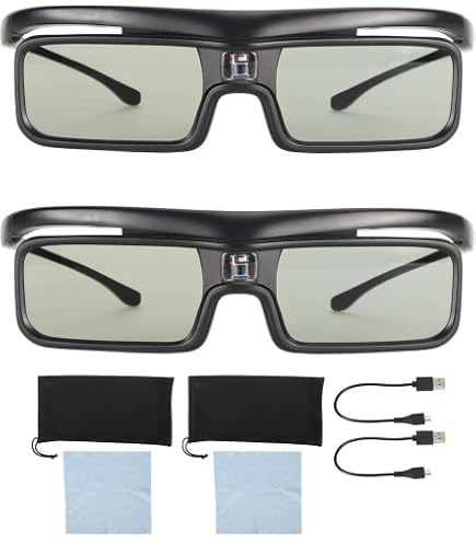 Valerion DLP Link 3D Glasses, Rechargeable Active Shutter Eyewear