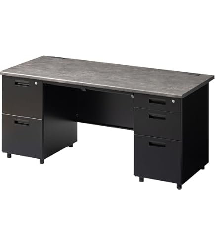 Amazon.co.jp: カリモク 書斎机・書斎デスク/両袖デスク 幅1650mm