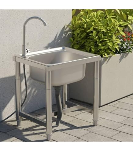 Amazon.co.jp: iimono117 流し台 ブラウン フルセット 屋外 流し台 