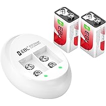 Amazon | EBL 9V電池 充電式+充電器 電ギターに対応可能 006p充電池