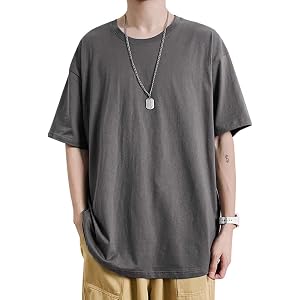 純綿 tシャツ メンズ 半袖 無地 夏 カジュアル トップス 大きい サイズ ゆったり 無地 4色 グレー ブラック ブルー ホワイト