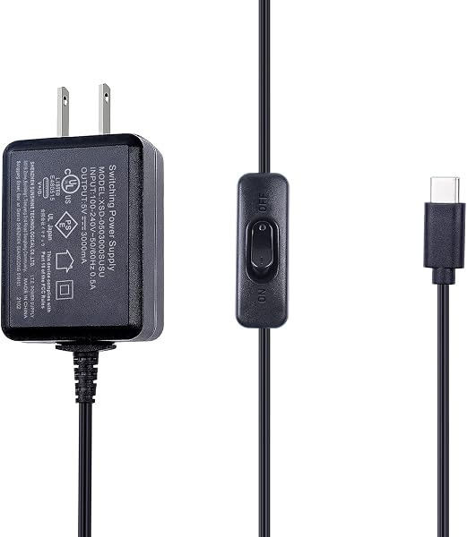 Smraza Raspberry Pi 4 USB-C (Type C)電源、5V 3A ラズベリーACアダプター RPi 4b Model B 1GB / 2GB / 4GB/ 8GB適用 - 1
