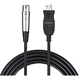 USBマイクロフォンケーブル ケーブル 3M USB-XLRプラグ マイクロフォンオーディオケーブル USB変換ケーブル PCマイク用 スタジオ録音 カラオケ ステージライブパフォーマンス 大学音楽祭 マイクケーブル ブラックカバー シルバープラグ