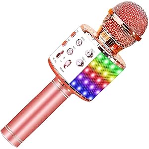 カラオケマイク bluetooth ワイヤレスマイク LEDライト付き 音楽再生 録音可能 家庭カラオケ ポータブルスピーカー ノイズキャンセリング 2400mAh TFカード機能 Android/iPhoneに対応 XIANRUI