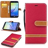 Huawei P10 Lite ケース 手帳型 カード収納 横置きスタンド機能付き マグネット カバー 高品質 財布型 衝撃吸収 落下防止 Huawei P10 Lite 対応 ケース (P3 レッド
