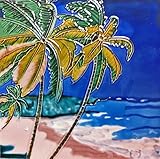 High Quality BD-0385 8 by 8-Inch Palms by A Beach Ceramic Art Tile