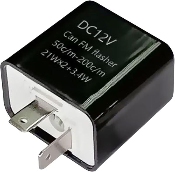 GRmkt ウインカー リレー ハイフラ 防止 バイク DC 12v LED 2ピン フラッシュ 点滅 速度 調節 変換 汎用 シグナル リレー 単体 ブラック - 1