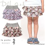 (ラポシェビスキュイ) La poche biscuit 初夏'16/3段フリルマドラスチェックお花プリントキュロット 110 チャコール