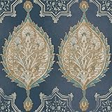 York Wallcoverings ve7021 Patina Vie Henna Palm Ogee壁紙、ブルース