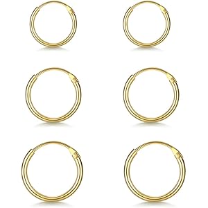 シルバーフープピアス16g-軟骨イヤリング女性用リングピアス男性用小さなフープイヤリングセット、低刺激性925スターリン…