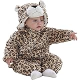 ヒョウ柄 マシュマロボア＆オーガニックコットン くまさんジャンプスーツ ふわふわ柔らか 抱きしめたくなるあったか カバーオール 選べる足先 手洗い可 スウィートフェアリーズ コスチューム ベビー服 キ