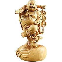 ツゲ製高級木彫り 七福神 布袋様 金運（高さ26センチの大作） Amazon.co.jp: 仏像 木彫り 布袋様の置物 ツゲ製高級木彫り