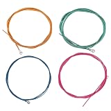 カラフル エレキベース弦 4弦セット 0.046-0.100インチ (1.16mm/1.44mm/2.0mm/2.54mm) スチール+ニッケル合金製 防錆 滑らか 初心者向けギフト