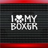 I Love My Boxer – Dog Paw車ステッカートラックウィンドウビニールデカール ブルー ILoveMyBoxerBabyBlue