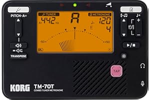 Korg TM-70T Tuner and Metronome w/Sound Out Mode, Transpose Mode, and Chromatic Mode - Black