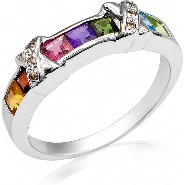 Amazon | Amulet ring アミュレット リング 誕生石 指輪 ミル打ち K10
