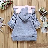 Honel　フード付き もこもこ ふわふわ 軽めのシェルパ・ジャケット コート かわいい耳付き 秋冬 ウサギ柄