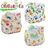 Ohbabyka3点セット ベビー服 赤ちゃん 服 ベビー用おむつカバー 女の子 男の子 布おむつ/おむつカバー ベビー 布オムツ/おむつ/オムツ フリーサイズ サイズ調節可 (K060715)