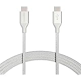 Amazon Basics Double Braided Nylon USB-C to USB-C 2.0 Fast Charging Cable, 3A - 304.8 CM, Silver