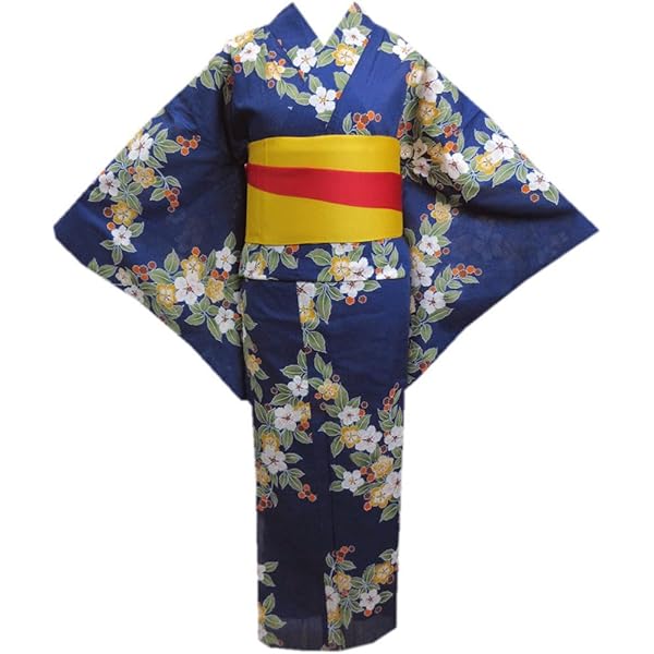 浴衣　大きめサイズ　浴衣 3L 百合　濃紺　帯　2点　新品　未使用　0714⑧ GOLDJAPAN 大きいサイズ レディース 浴衣 セット 3点セット