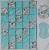 Under the Sea MERMAID Print with Coordinating Accent Fabrics Baby Rag Quilt with Matching Burp Cloth