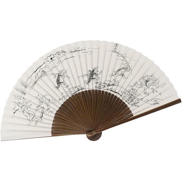Amazon | [宝扇堂] 扇子 鳥獣戯画 両面絵柄 唐木骨染 7寸5分 35