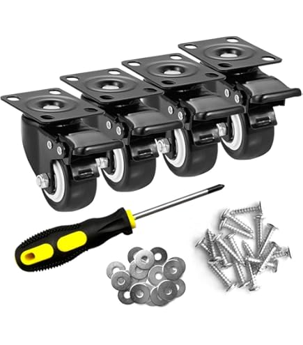 1.5-Inch Brake Rotating Casters | Heavy Duty Swivel Wheels With Locking Brake For Furniture & Equipment - View #2