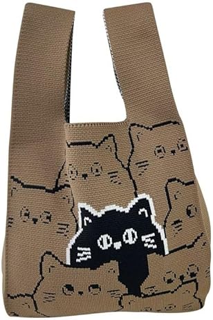 Amazon | [HaMaKo] ニット バッグ 猫 ねこ トート マチあり エコバッグ 