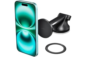 iOttie iTap 3 Magnetic Dash & Windshield Mount Car Phone Holder with Magnetic Ring Adapter. Compatible with Qi2, MagSafe, iPhone, and Android Smartphones.