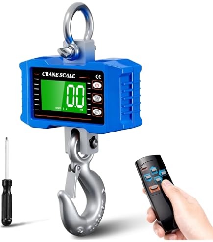 Digitale Kranwaage 2000 Kg / 4400 Lbs – Mit Fernbedienung, LCD-Hintergrundbeleuchtung, OIML Klasse 3, Für Industrie Und Lager