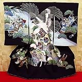 【飛翔鷹・宝尽くし・吉祥松・濃紺】 男児　初着　祝着 のしめ 産着 男の子のお宮参り着物