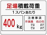 イラスト標識 WE5B 足場積載荷重400kg クリーンエコボード製 450×600mm