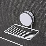 BQTime Soap Dish Holder, Super Power Vacuum Suction Cup Soap Storage Saver Wall Mounted, Adhesive, R