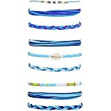 3 Pcs Bohemian Beaded Waterproof Anklets Adjustable Nature Shell Braided Rope String Ankle Bracelets for Women Girls