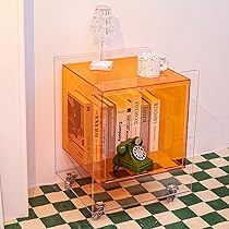 アクリルテーブル　棚つき 東谷 ローテーブル アクリル おしゃれ 幅80cm 収納 棚付き 完成