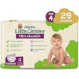 Happy Little Camper Ultra-Absorbent Premium Natural Baby Nappies, Toddler, Size 4, 29 Count