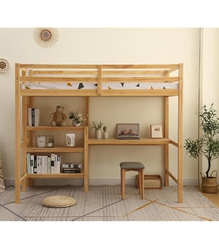 Amazon｜ロフトベッド 頑丈 階段 天然木 パイン材 収納 シングル