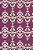 Notes: 6x9 Ruled Blank Lined Pages Notebook Seamless Oriental Southeast Asian Pattern Cover Purple Diamond Check Geometry Cross Stitch Cloth Textile. Matte Softcover Note Book Journal