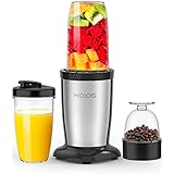 KOIOS ミキサー ジューサー ダブルボトル 500ml大容量 コーヒーミル ６枚刃 ハイパワー400W スムージー 25000r/min高速回転 果物/野菜/離乳食/ミルクセーキ 氷も砕ける 一台多役 栄養補充 過熱保護 水洗い可能 操作簡単 持
