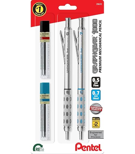 Pentel GraphGear 500 Mechanical Drafting Pencil 0.5mm – Black Barrel (4 Pack)
