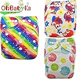 Ohbabyka3点セット おむつカバー サイズ調整可 ベビー 赤ちゃん キッズ 布おむつカバー 布オムツカバー 男の子 女の子 かわいい 保育園 入園準備 入園グッズ 入園 準備 布おむつ フリーサ
